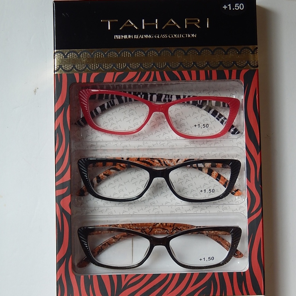 TAHARI 3-PACK PREMIUM READING GLASSES +1.50 NEW